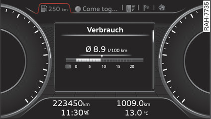 Abb. 13 Kombiinstrument: Verbrauchsanzeige