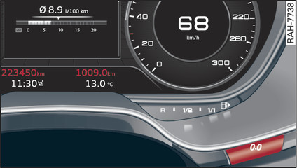 Fig. 11 Instrument cluster: Mileage recorder and reset button