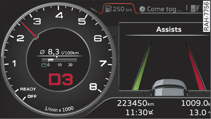 Fig. 80 Instrument cluster: Selector lever positions