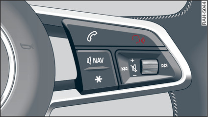 Fig. 131 Touche de conversation et molette droite sur le volant multifonction