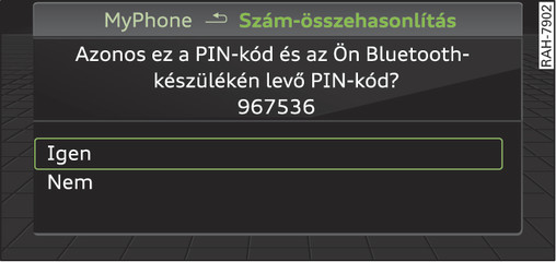 134. ábraA PIN-kód kijelzése a mobiltelefonba való beadáshoz