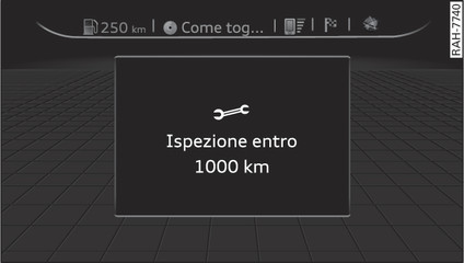 Fig. 228Display del quadro strumenti: indicazione degli intervalli di manutenzione (esempio)