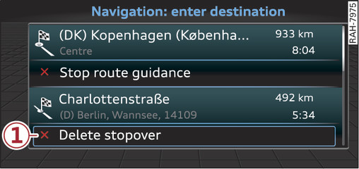 Fig. 147 Example: Active route guidance with stopover