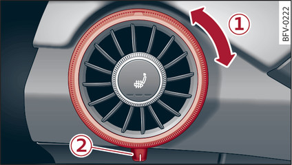 Fig. 62Puesto de conducción: Ajustar el difusor de aire