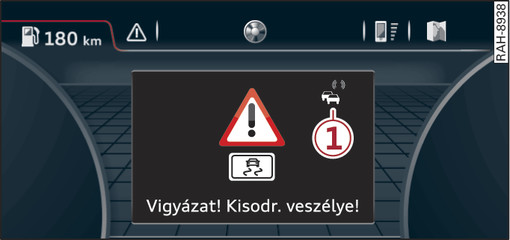 154. ábraPélda: veszélyre figyelmeztető információ kijelzése a gépjárművezető információs rendszerben