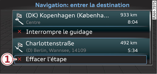 Fig. 156 Exemple : guidage en cours avec étape