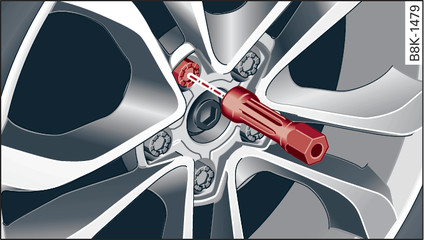 Fig. 236Jante: sextavado interior para desapertar e apertar os parafusos da roda