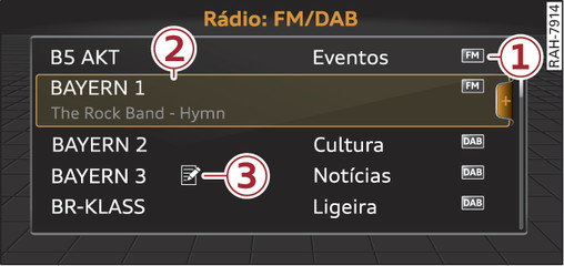 Fig. 164Lista de estações de rádio FM/DAB